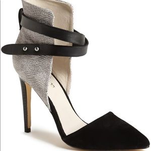 Joe’s Laney Pump Black Sz 8.5  Ankle Strap Leather